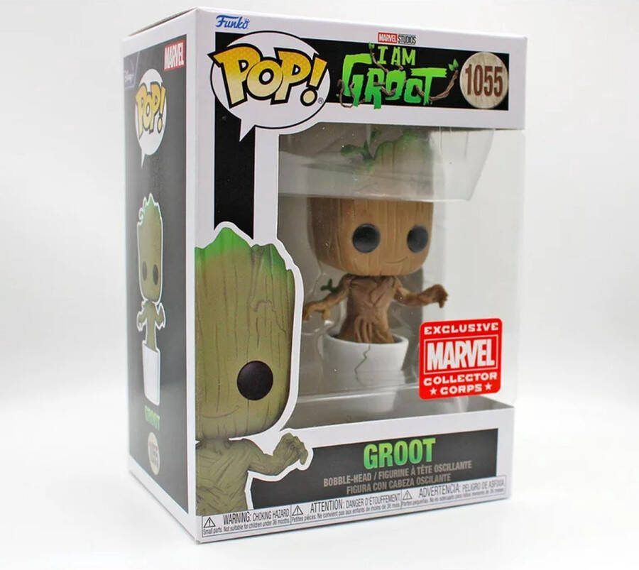 Funko Pop! Marvel: I Am Groot (w Cracked Pot) #1055 Marvel Collectors Corps Exclusive (7.5 10)