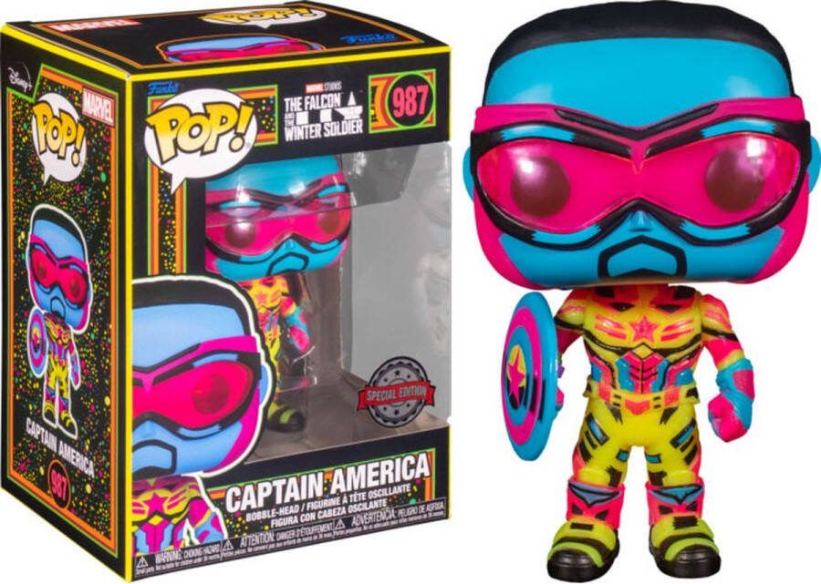 Funko Pop! Marvel The Falcon and the Winter Soldier Captain America #987 Blacklight Exclusive