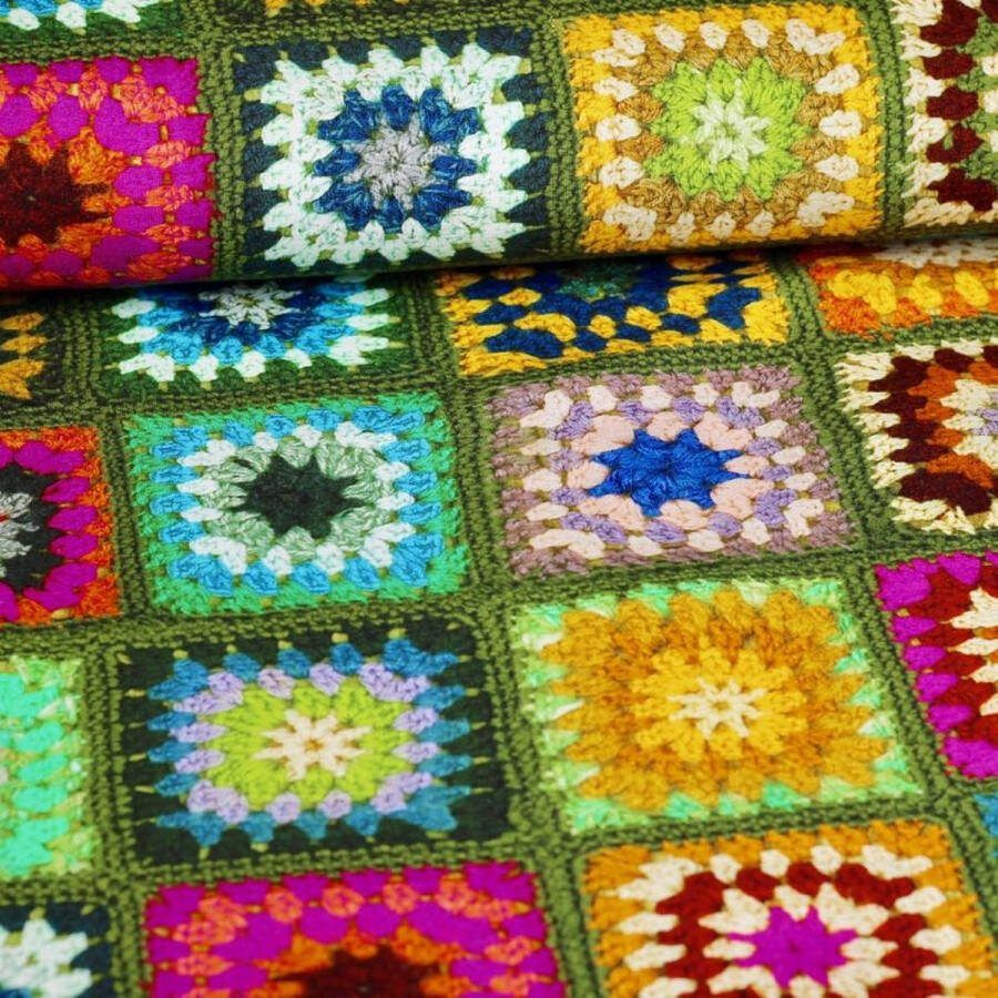 Funkytex Pannelappen Jersey Tricot stof Digitaal gehaakte pannenlappen Groen 2 5 meter