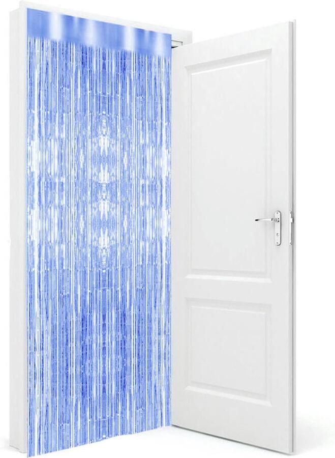 Funny Fashion 3x stuks folie deurgordijn blauw 200 x 100 cm Feestartikelen versiering Tinsel deur gordijn