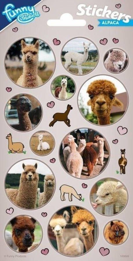 Pakhuis Funny Products Stickers Alpaca 20 X 10 Cm Papier Beige 13 Stuks