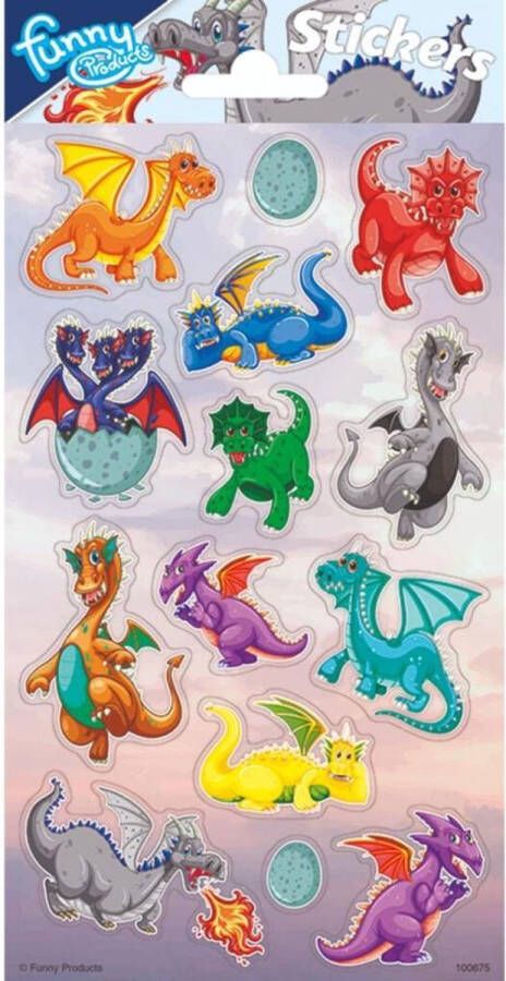 Pakhuis Funny Products Stickers Draken Junior 20 X 10 Cm Papier 14 Stuks