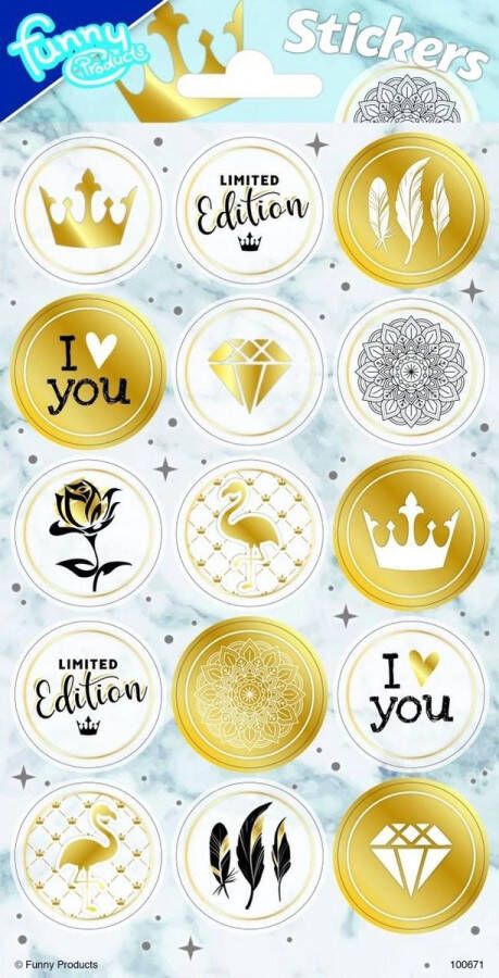 Pakhuis Funny Products Stickers Gold 20 X 10 Cm Goud 15 Stuks