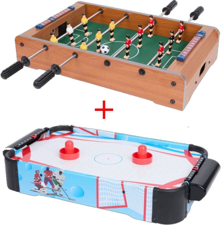 FunSet Tafelvoetbal & Airhockey tafelspel 2 twee stuks Speelgoed 3 jaar