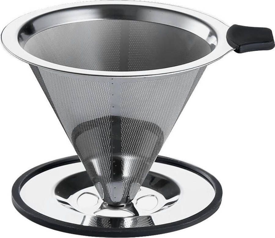 Funsta The Great Bean Herbruikbare Koffiefilter RVS Duurzame Koffiefilter Houder 1x4 Koffiefilterhouder Koffiefilter permanent Koffie Dripper Roestvrij Staal Camping Barista Espresso