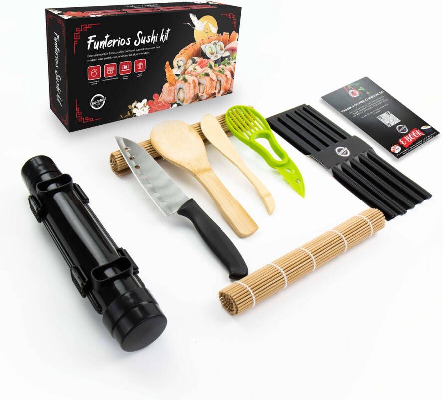 Funterios XXL Sushi Maker Kit Incl. Bazooka en 5 Paar Chopsticks 13 Delige Set met E-book