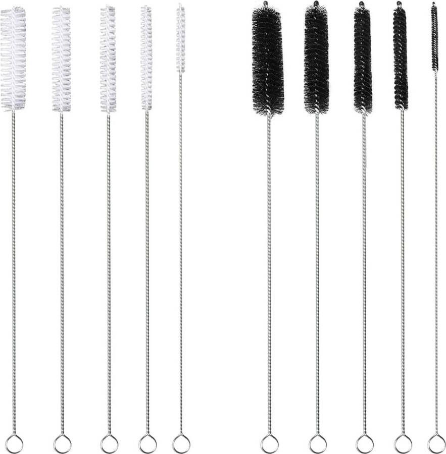 Fuonmka Reinigingsborstel met rietje 10 stuks 30 cm reinigingsborstels melkslangborstel slangborstel rietjes borstel reiniger voor het reinigen van Air Fryer openingen
