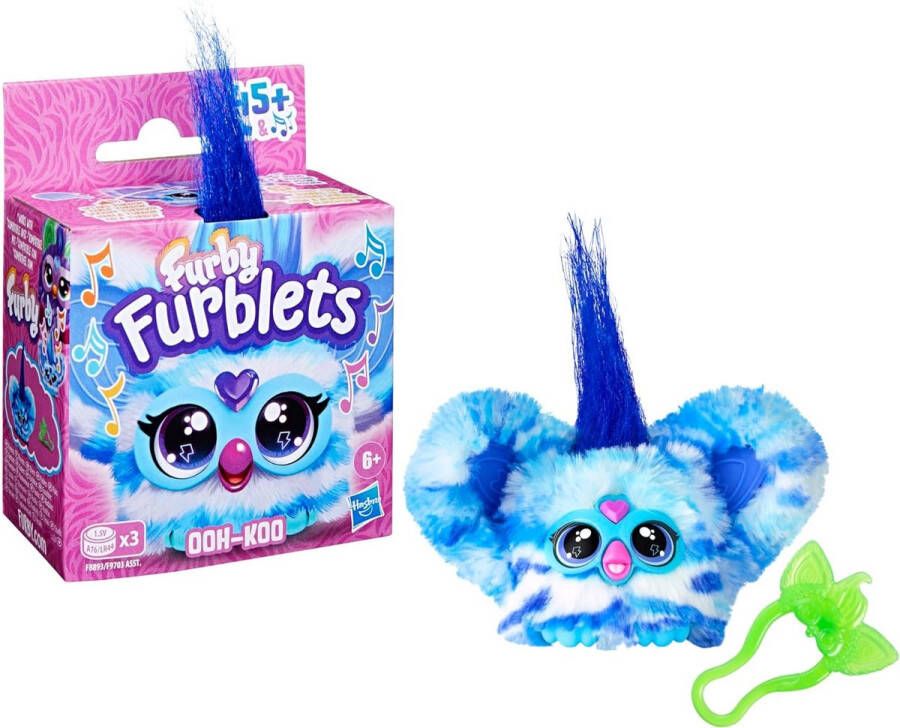 Furby Furblets Ooh-Koo Mini Friend 45+ Sounds Rock Music & Furbish Phrases Electronic Plush Toys for Girls & Boys 6 Years & Up Blue & White