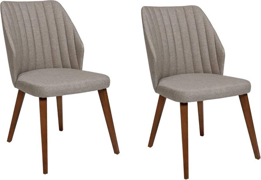 Furni24 Set van 2 eetkamerstoelen keukenstoel woonkamerstoel gestoffeerde stoel designstoel ronde zitschaal 5 cm schuimvulling stoffen bekleding