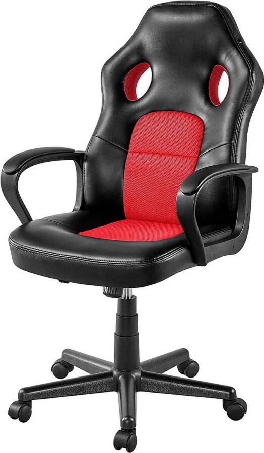 Furnibella a Racing gamingstoel bureaustoel managersstoel draaistoel sportstoel lift SGS getest gevoerde armleuningen in hoogte verstelbaar kantelfunctie kunstleer rood