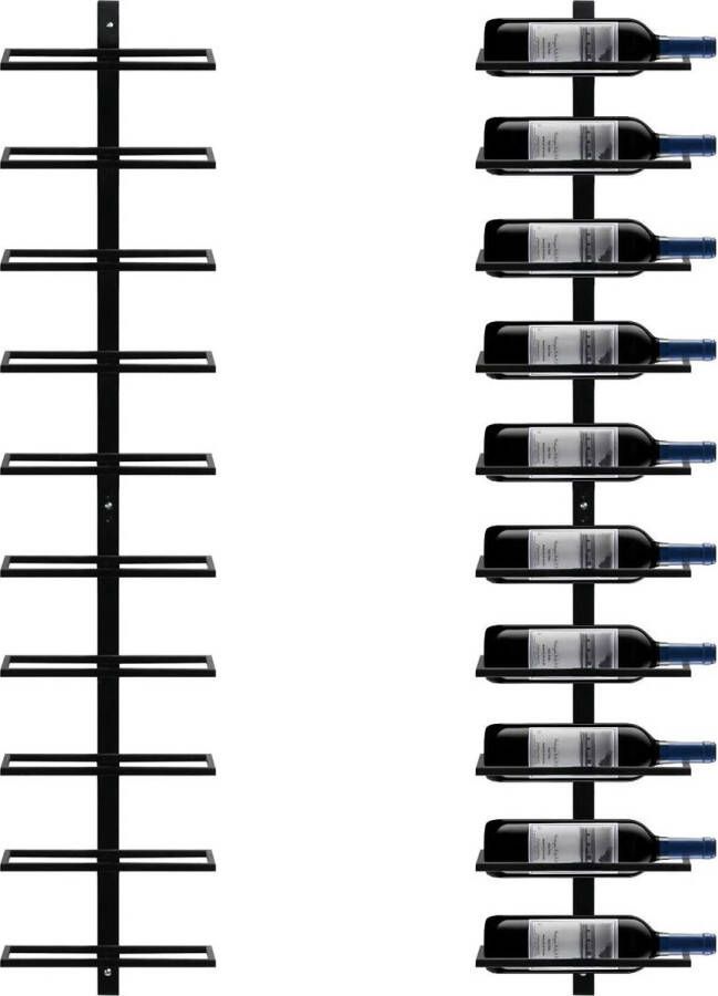 Furnibella a Wijnrek flessenhouder flessenrek opbergrek voor aan de muur van metaal 10 flessen zwart