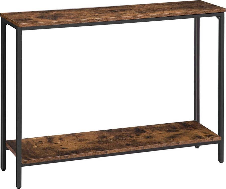 Furnibella Consoletafel met opbergplank 120 cm sofatafel industriële instaptafel stevig metaal voor woonkamer kantoor eenvoudige montage rustiek bruin EBF20XG01