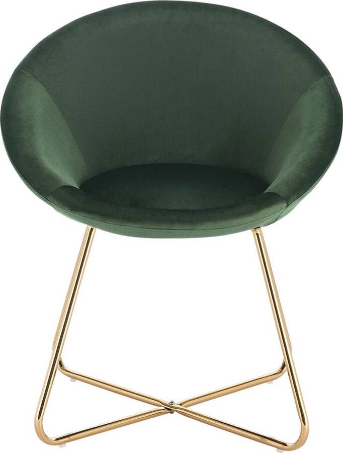 Furnibella Eetkamerstoelen BH217dgn-1 x keukenstoel gestoffeerde stoel woonkamerstoel stoel zitting van fluweel gouden metalen poten donkergroen