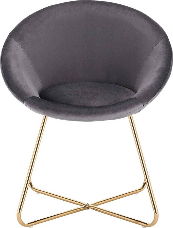 Furnibella Eetkamerstoelen BH217dgr-1 x keukenstoel gestoffeerde stoel woonkamerstoel stoel zitting van fluweel gouden metalen poten donkergrijs