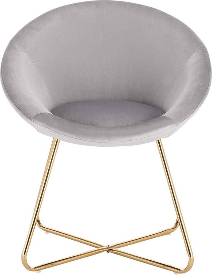 Furnibella Eetkamerstoelen BH217hgr-1 x keukenstoel gestoffeerde stoel woonkamerstoel stoel zitting van fluweel gouden metalen poten lichtgrijs