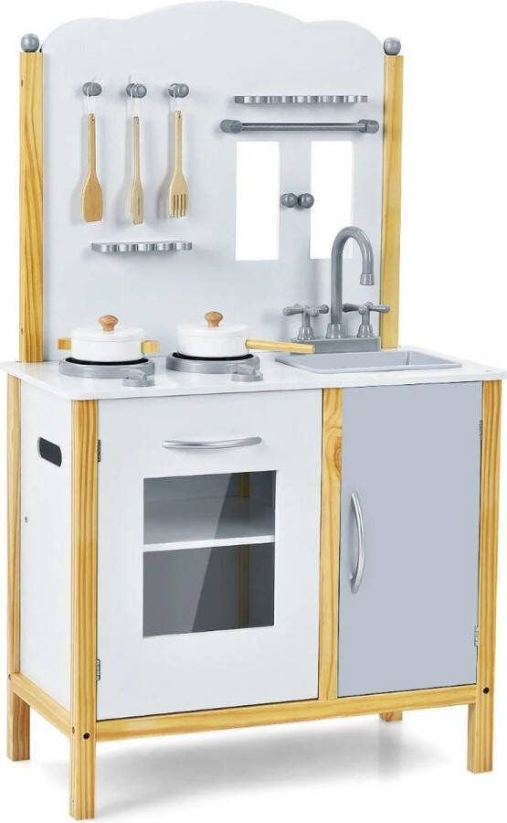 Furnibella kinderkeuken 5 accessoires inbegrepen 1 spoelbak 1 oven 2 fornuizen imitatie speelgoed voor kinderen van 3 tot 7 jaar oud Costway