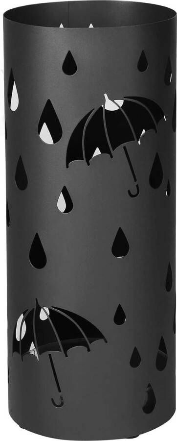Furnibella Parasolstandaard van metaal ronde parasolstandaard uitneembaar met haken 49 x Ø 19 5 cm zwart LUC23B