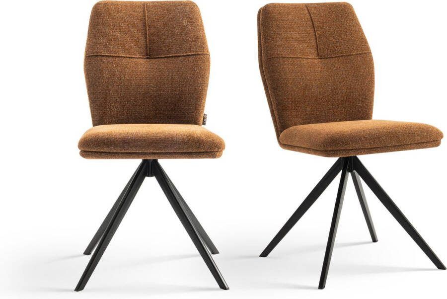 Furnihaus Eetkamerstoelen set van 2 Emma Oker Geel Stof
