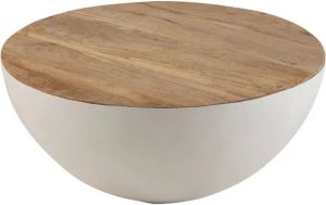 Furnilux By Boo salontafel rond mango hout metaal Wit 75 x 75 x 35 cm