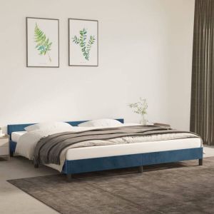 Furniture Limited Bedframe met hoofdeinde fluweel donkerblauw 200x200 cm