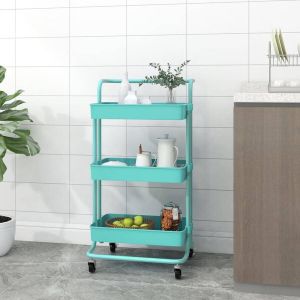 Furniture Limited Keukentrolley 3-laags 42x35x85 cm ijzer en ABS turquoise