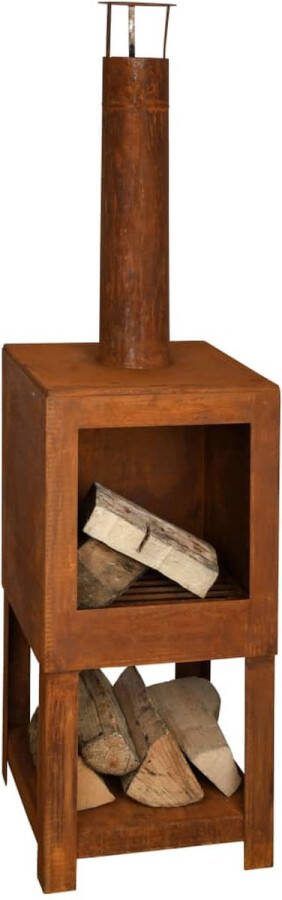 Furniture Limited Tuinhaard met houtopslag roestkleurig FF298