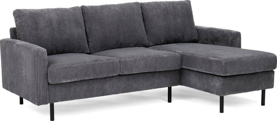 Furntastik Foggia 3 zits bank CL L+R stof RIB antraciet