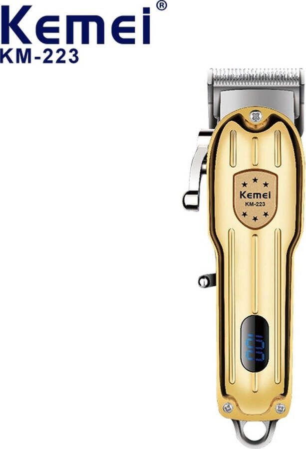 FuturiQ Kemei KM-223 USB-oplaadbare Draadloze Professionele Tondeuse Elektrische Kappersmachine voor een Perfecte Haartrim Incl. oplaadkabel Goud