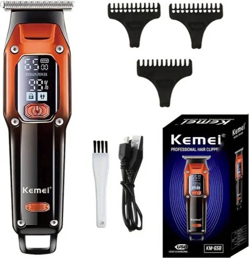 FuturiQ Kemei KM 246 Tondeuse Trimmer Oplaadbare Draadloze Elektrische Mens Facial Baard Scheerapparaat Inclusief oplaadkabel Rood