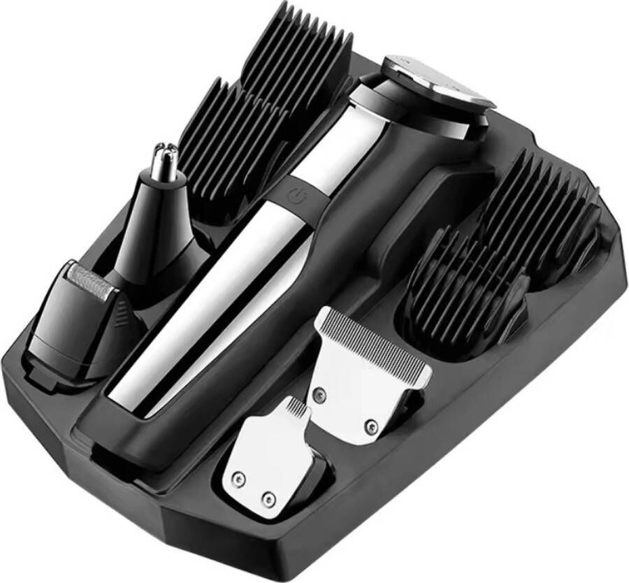 FuturiQ Kemei KM-8601 Tondeuse 5 In 1 Set Usb Oplaadbare Baard Trimmer Scheerapparaat Hair Carving Neus trimmer Incl. oplaadkabel Zilver Zwart
