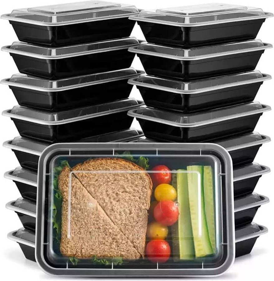 FUZON Plastic maaltijdbereidingscontainers met 1 compartiment Herbruikbare BPA-vrije voedselcontainers met luchtdichte deksels Magnetronbestendig vriezer en vaatwasserbestendig. (10 Stuks per verpakking 946ML)