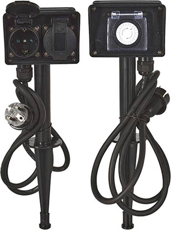 FX Control Tuinstekkerdoos met Timer Zwart