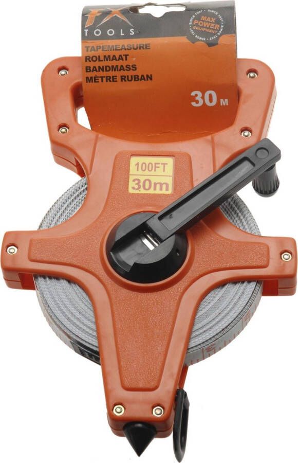 FX Tools Landmeter Oranje Meetlint Met Rolhendel 30 Meter