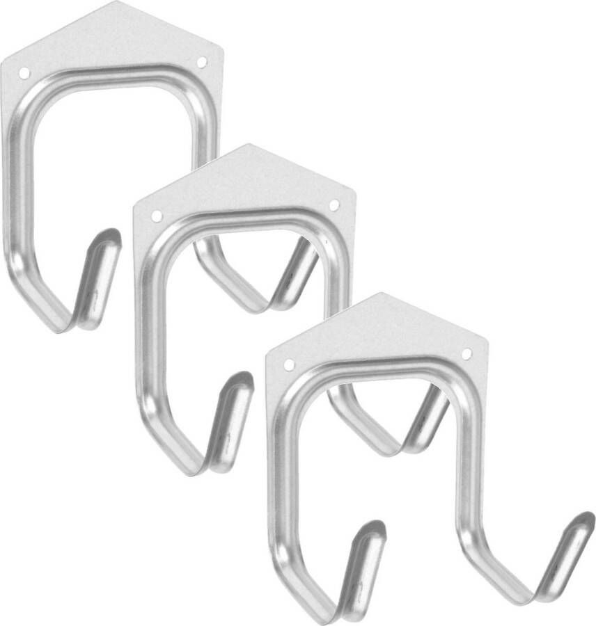 FX Tools Set van 12x dubbele ophanghaken wandhaken 13 x 8 5 cm metaal