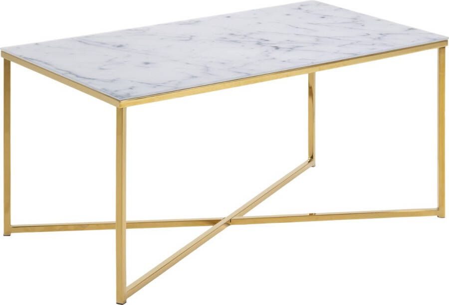 Giga Living Salontafel Felien Glas Wit Goud 90cm