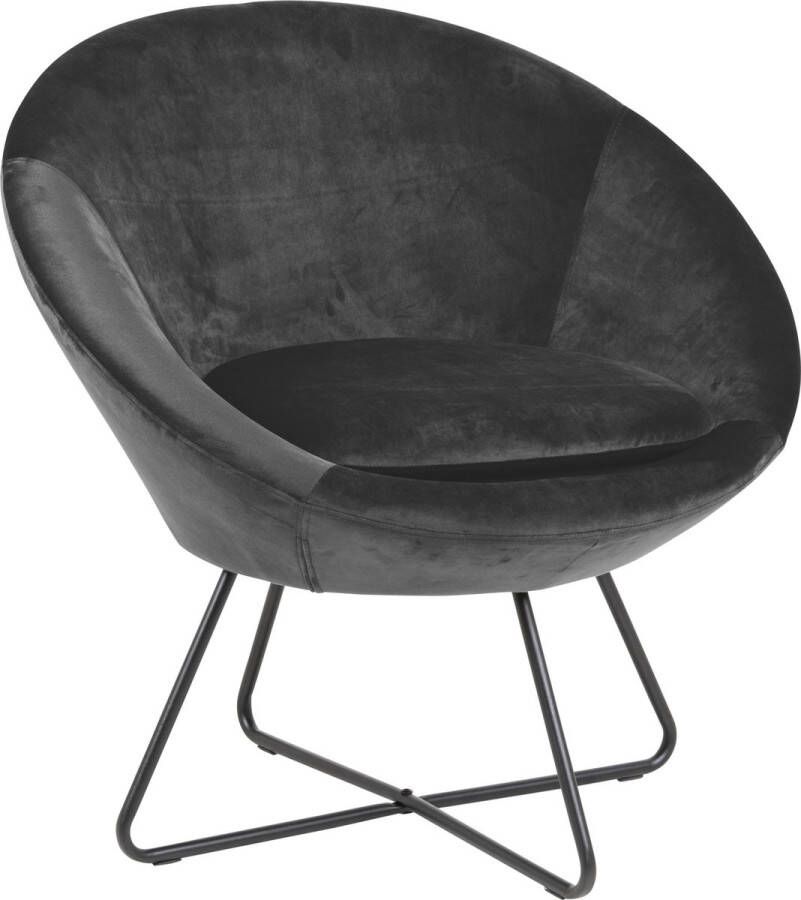 Hioshop Cenna fauteuil donkergrijs zwart metaal.