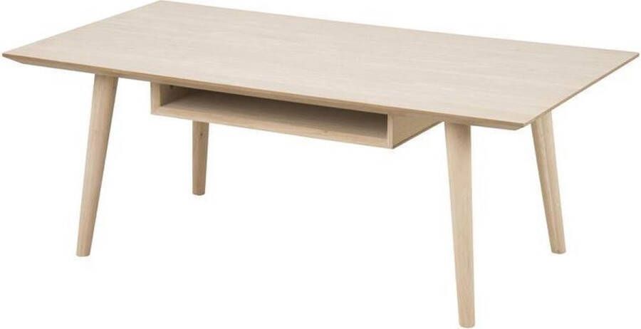 Hioshop Cent salontafel met 1 plank eiken geloogd wit 115x60x42 cm.