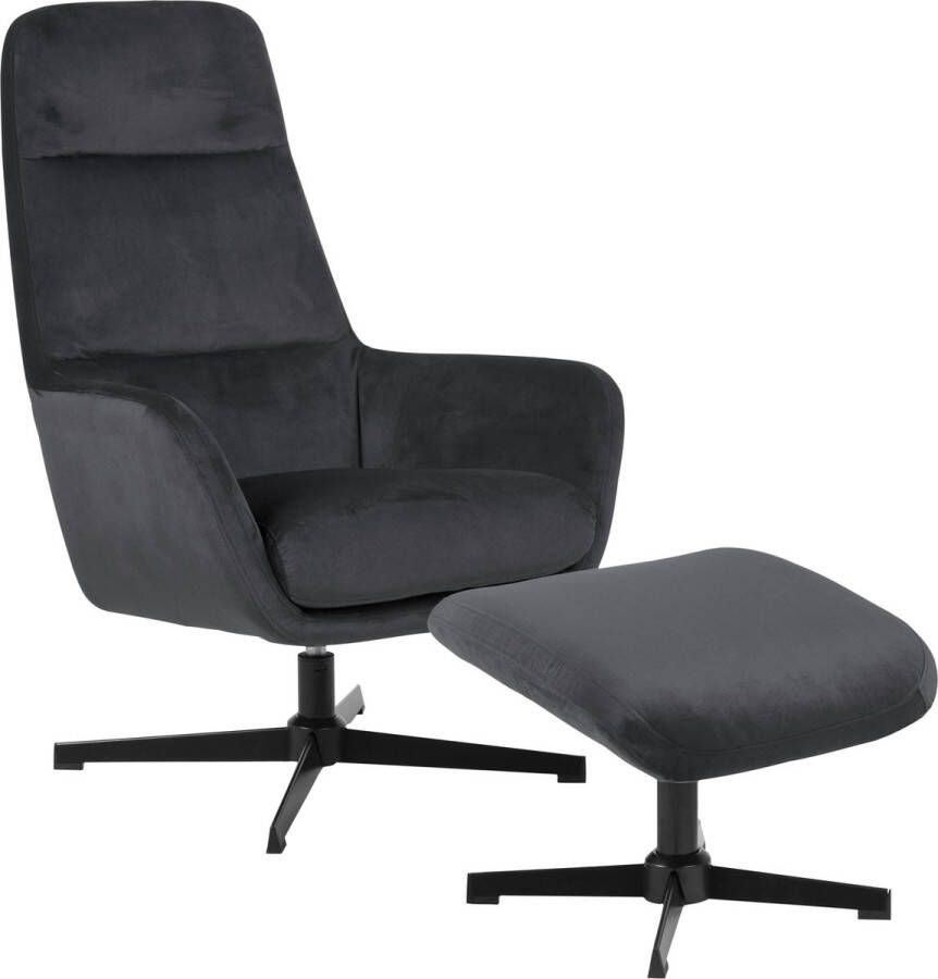 Woonexpress Relaxfauteuil Blokland Grijs Velvet Grijs 104x70x78cm (hxbxd)