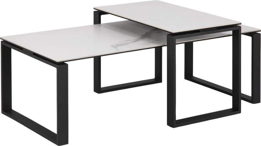 Sohome Salontafel Parker Set van 2 stuks Keramiek met marmerlook Wit