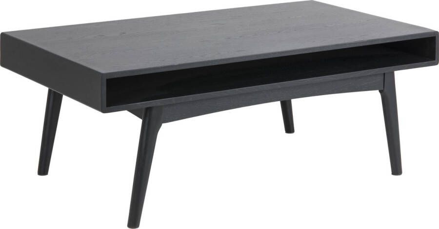 Hioshop Martha salontafel met 1 plank massief gefineerd eiken zwartgebeitst.