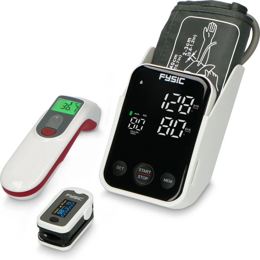 Fysic FCS250 Gezondheidsmonitoring set voor thuis Bloeddrukmeter Saturatiemeter Infrarood Thermometer