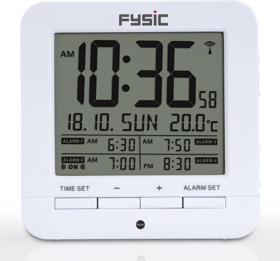 Fysic FKW-8 DCF Wekker met thermometer Wekker met dag datum en temperatuur aanduiding compact
