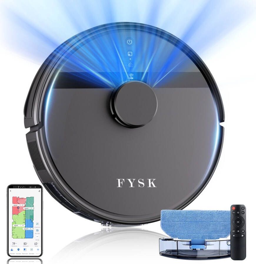 Fysk X9 Robotstofzuiger Met Dweilfunctie – Met Laadstation Dweilrobot – Spraakbesturing Lasertechnologie – Valdetectie – Plint- en vloerdetectie