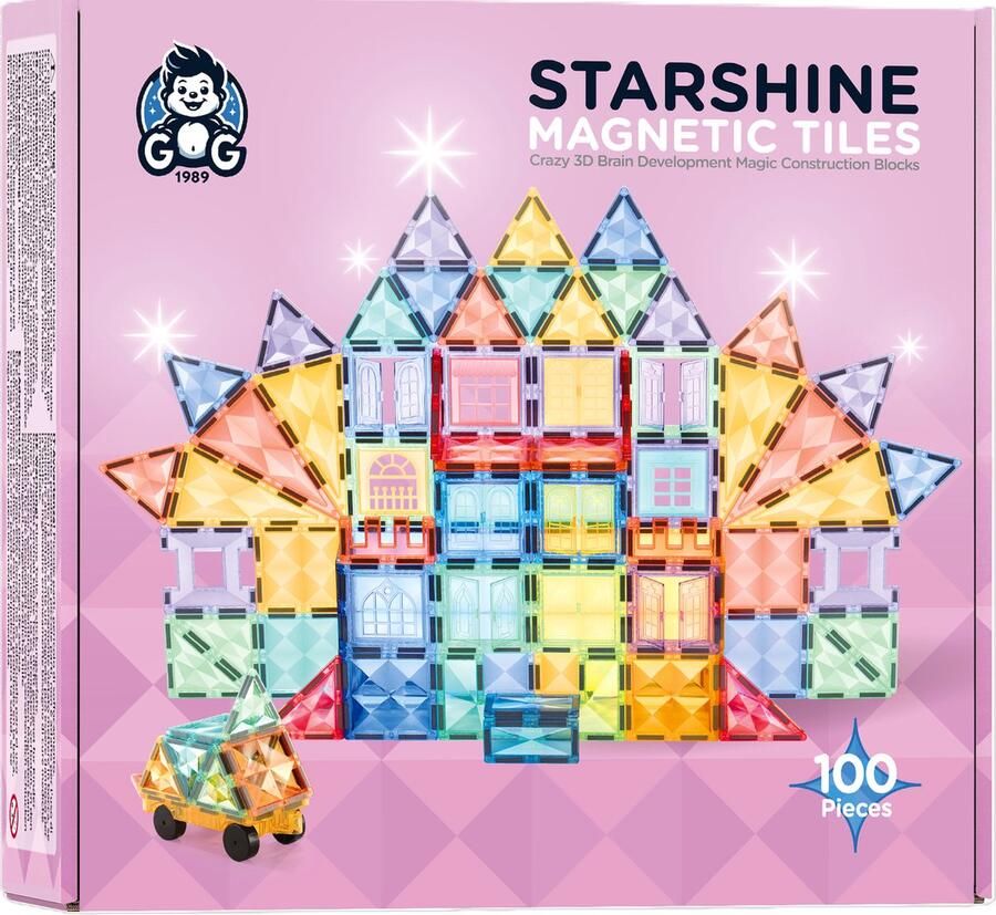 G 1989 Magnetisch speelgoed bouwblokken STARSHINE DIAMANT 100 delen Magnetic tiles Constructiespeelgoed Montessori speelgoed STEM speelgoed Magnetische bouwstenen Magnetische bouwstenen Magnetische tegels 3 tot 12 jaar