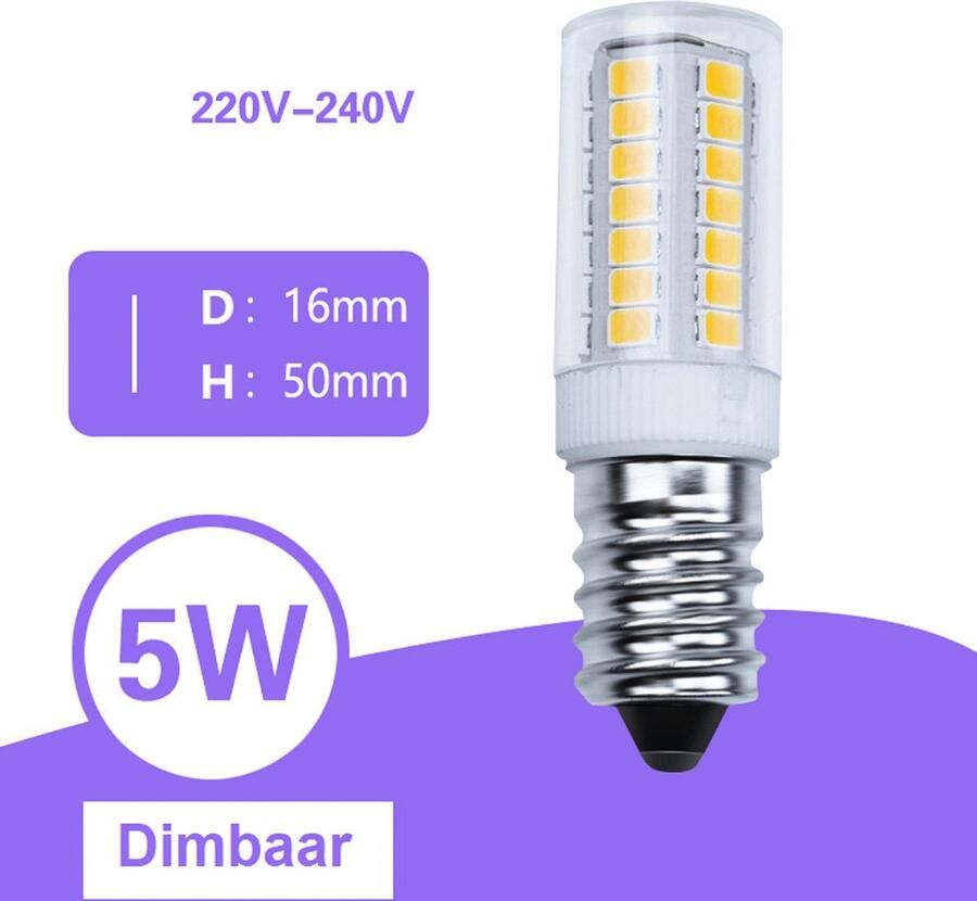 G Master Koelkastlamp E14 LED lamp 5W (vervangt 40W Halogeenlamp) lichtbron 230V Warm Wit Licht Dimbaar