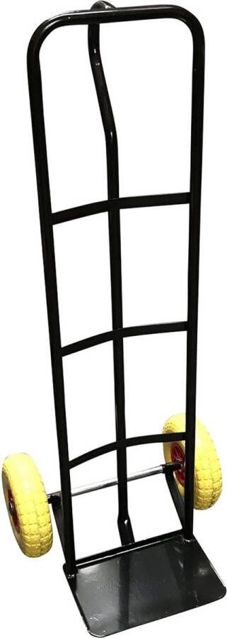 G-Rack steekwagen met P-handvat stalen steekwagen met hoge rugleuning en antilekbanden zware trolley voor heffen bezorgen en verplaatsen zwarte steekwagen met laadvermogen van 325 kg (35 x 40 x 130 cm)