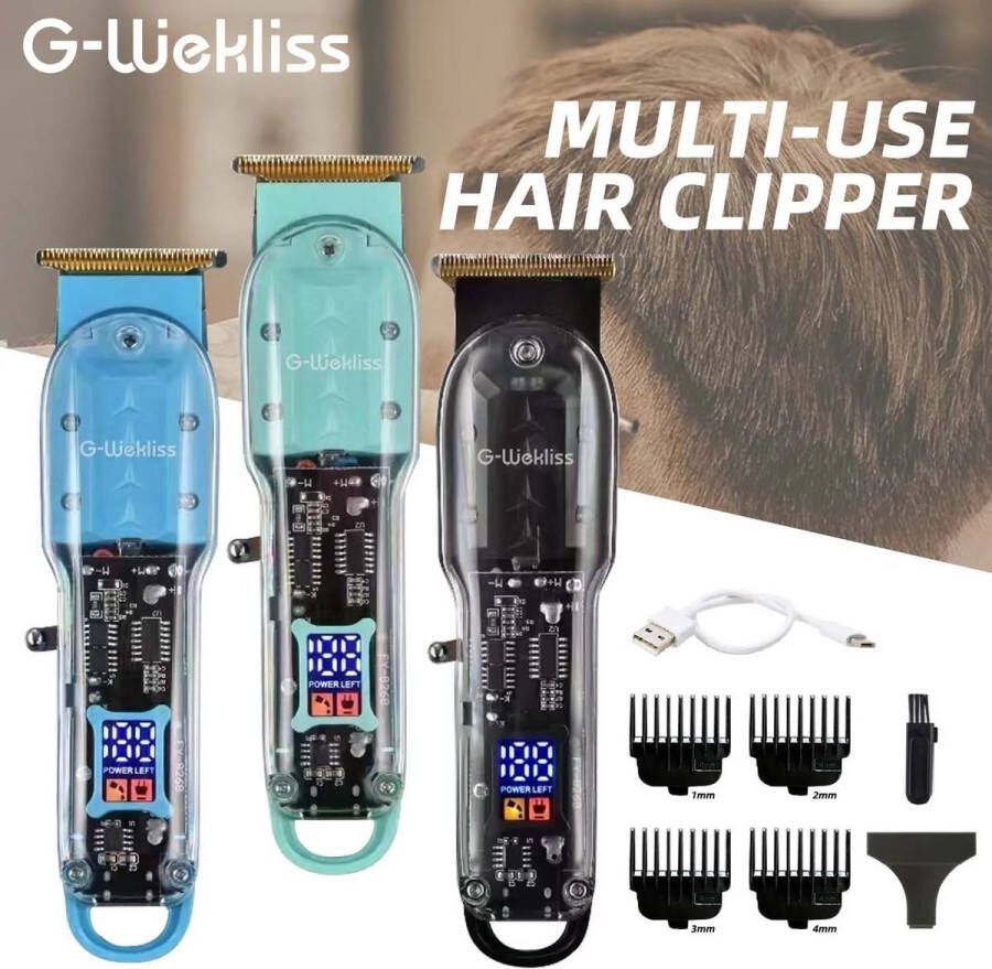 G-Wekliss Draadloze Tondeuse Zwart Grooming Set Baard Trimmer Kappers Set Draadloos LCD Display USB oplaadbaar