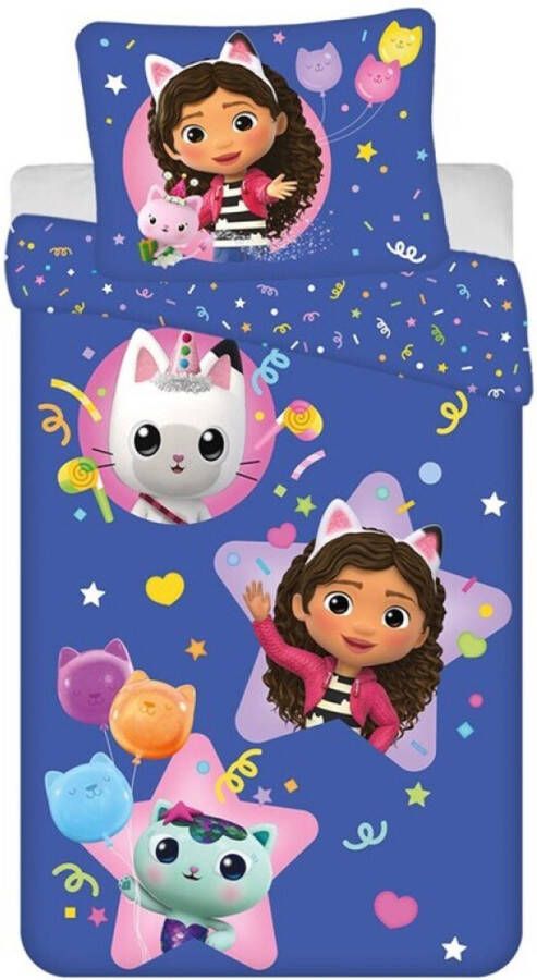 Gabby&apos;s Dollhouse Gabby&apos;s poppenhuis Dekbedovertrek Pandy & Mercat Eenpersoons 140 x 200 + 63 x 63 cm Polyester