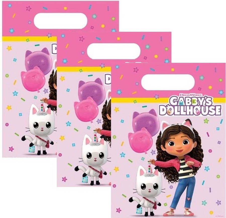 Gabby's Dollhouse Uitdeelzakjes Traktatie zakjes Plastic 22x16cm 6 stuks