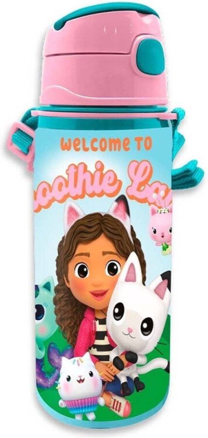Gabby's Poppenhuis Gabby`s Dollhouse Drinkfles Roze Fles Lunch Gabby`s Poppenhuis School Beker 600 ml